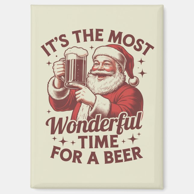 Es ist die wunderbarste Zeit für ein Bier Weihnach Magnet (Vorderseite)