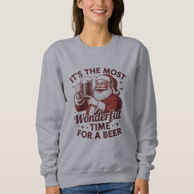 Es ist die wunderbarste Zeit für ein Bier Weihnach Sweatshirt (Vorderseite)