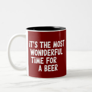 Es ist die wunderbarste Zeit für ein Bier-Weihnach Zweifarbige Tasse