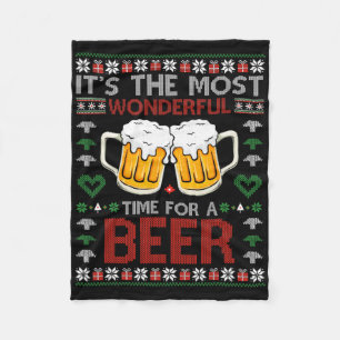 Es ist die wunderbarste Zeit für einen Bier-Santa- Fleecedecke