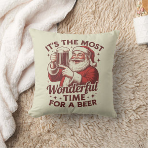 Es ist die wunderbarste Zeit für einen Bier-Santa- Kissen