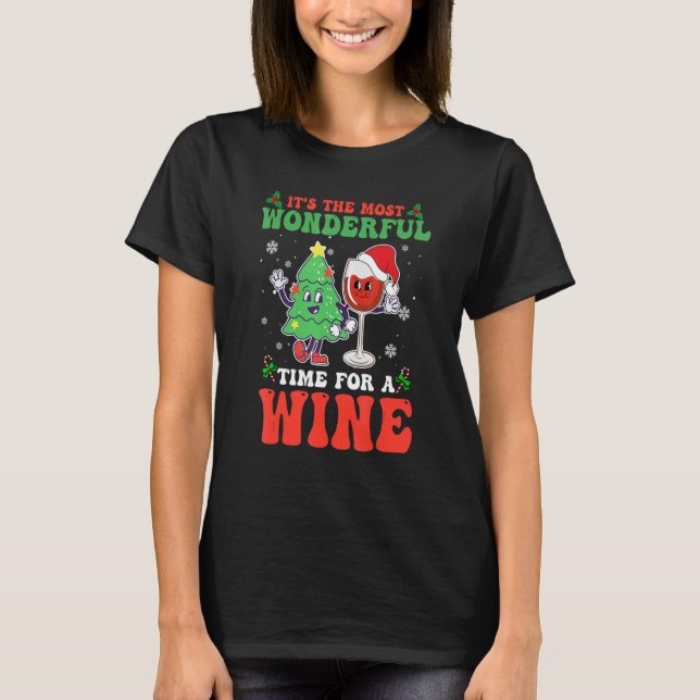 Es ist die wunderbarste Zeit für einen Wein Retro  T-Shirt (Vorderseite)