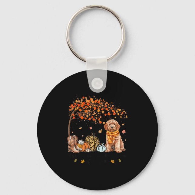 Es ist die wunderbarste Zeit Goldendoodle Pumpkins Schlüsselanhänger (Vorderseite)