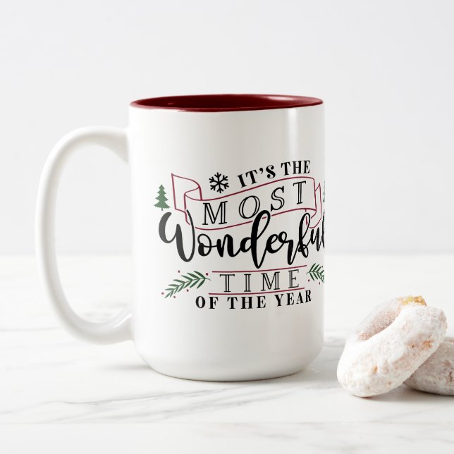 Es ist die wunderbarste Zeit... Zweifarbige Tasse (Mit Donut)