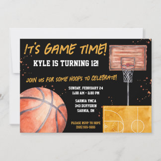 Es ist die Zeit des Spiels! Basketball Geburtstags Einladung