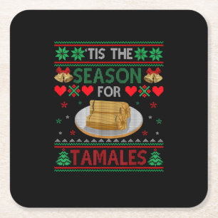 Es ist die Zeit für Tamales Lustiges Weihnachtsess Rechteckiger Pappuntersetzer