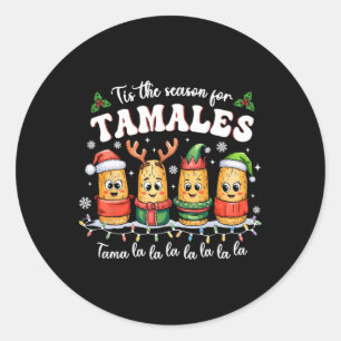 Es ist die Zeit für Tamales Mexikanisches Weihnach Runder Aufkleber