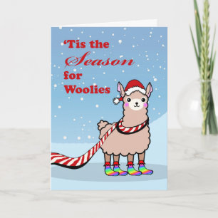 Es ist die Zeit für Woolies, Llama Weihnachten Karte