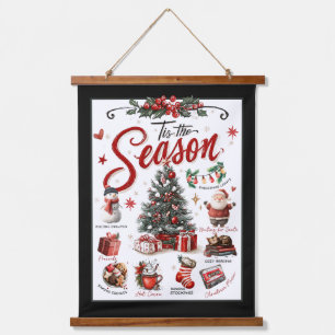 Es ist die Zeit – Whimsical Weihnachten Wandteppich Mit Holzrahmen