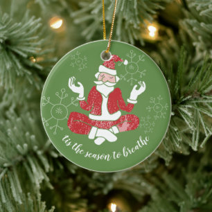 Es ist die Zeit zum Atmen Yoga Weihnachtsmann Keramik Ornament