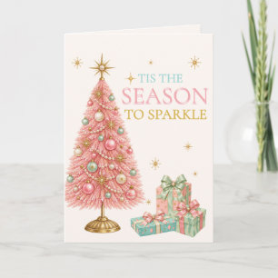 Es ist die Zeit zum Funkeln Pink Retro Weihnachten Karte