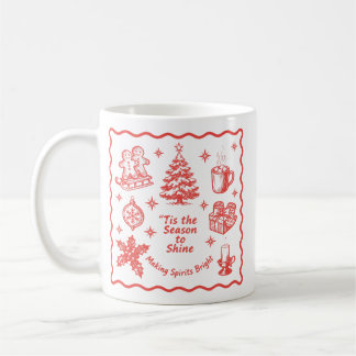 Es ist die Zeit zum Glänzen Vintage-Rot-Weihnachte Kaffeetasse