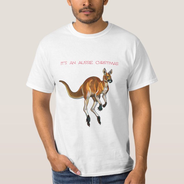 Es ist ein Aussie Weihnachten mit einem roten Kang T-Shirt (Vorderseite)