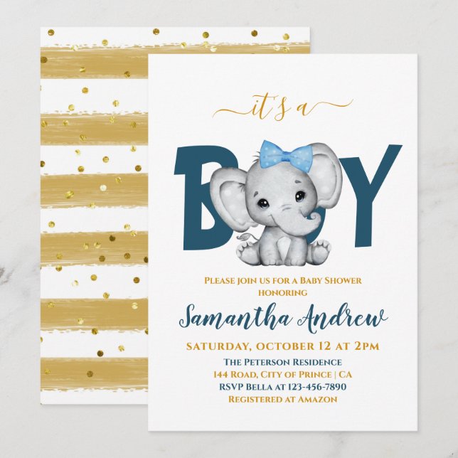 Es ist ein Baby Adorable Baby Elephant Baby Shower Einladung (Vorne/Hinten)