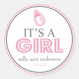 Es ist ein Baby-Baby-Flaschen-Liebessticker (pink/ Runder Aufkleber