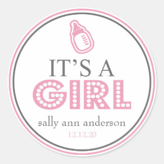 Es ist ein Baby-Baby-Flaschen-Liebessticker (pink/ Runder Aufkleber