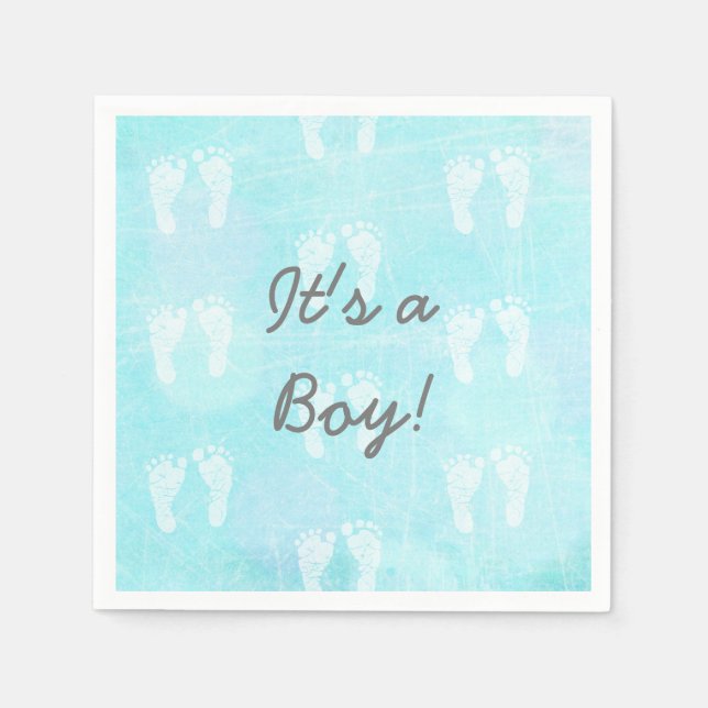 Es ist ein Baby, Baby Footprints Blue Baby Dusche Serviette (Vorderseite)