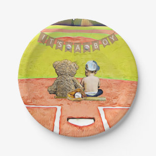 Es ist ein Baby, Baseball-Babydusche Pappteller