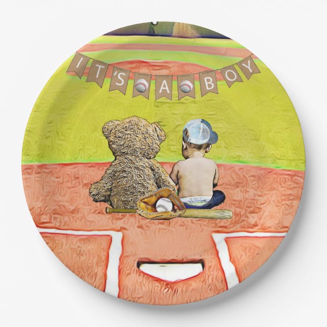 Es ist ein Baby, Baseball-Babydusche Pappteller (Vorderseite)