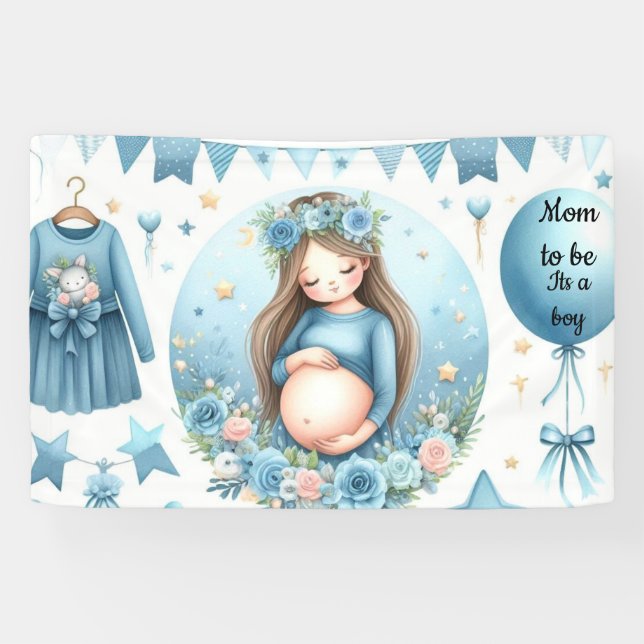 Es ist ein Baby Blue Baby Duschbanner Banner (Horizontal)