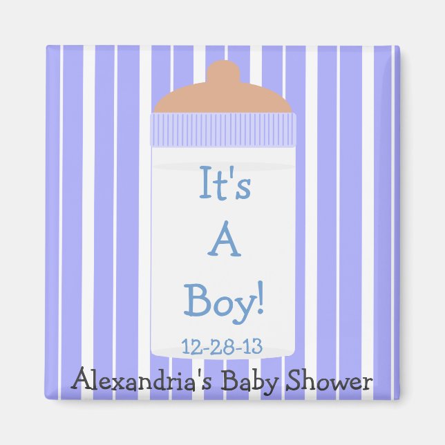 Es ist ein Baby Blue Baby Flasche Baby Dusche Gefa Magnet (Vorne)