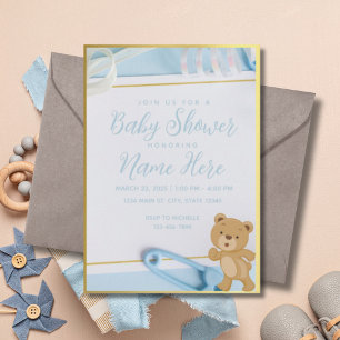 Es ist ein Baby Blue Gold Baby Dusche Einladung