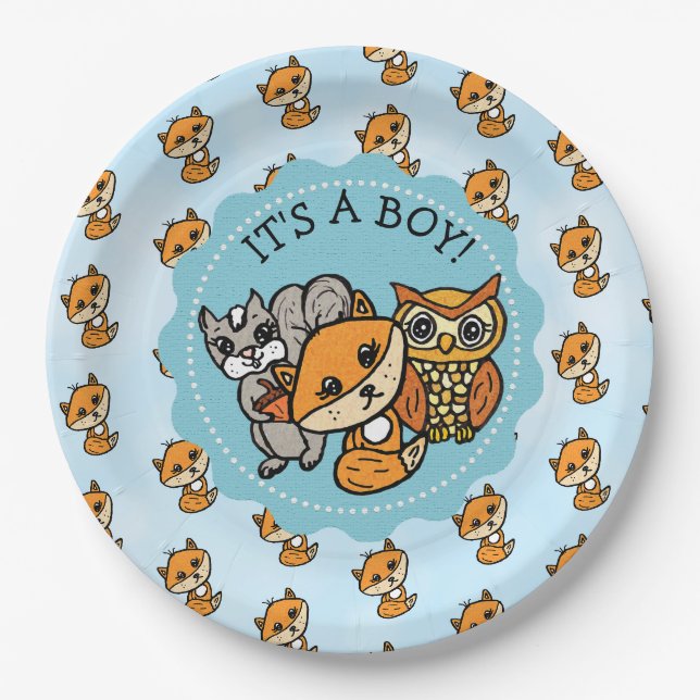 Es ist ein Baby, die Kinderdusche des Little Fox B Pappteller (Vorderseite)