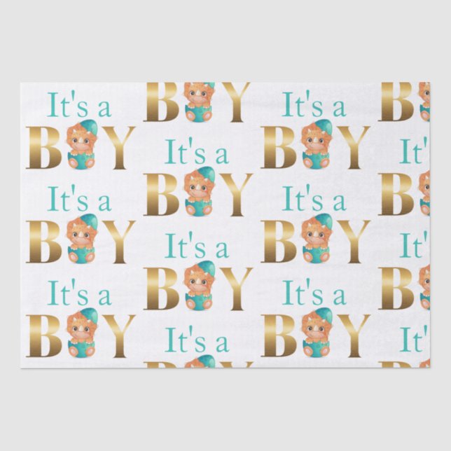 Es ist ein Baby-Dusche Dinosaurier Wrapping Paper Seidenpapier (Vorderseite)