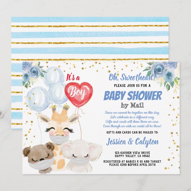 Es ist ein Baby-Dusche mit Mail-Niedlichen Tieren  Einladung (Vorne/Hinten)
