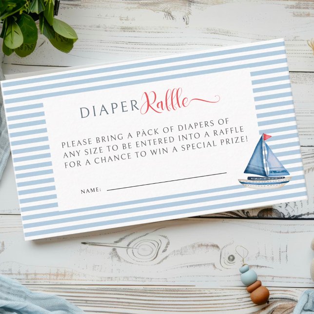 Es ist ein Baby-Dusche Nautical Diaper Raffles Begleitkarte (Von Creator hochgeladen)