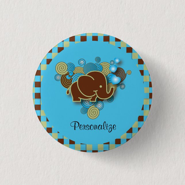 Es ist ein Baby-Elefant des Jungen-| |, das blau Button (Vorderseite)
