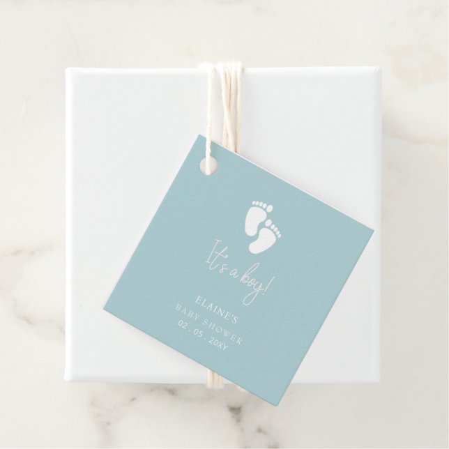 Es ist ein Baby Feet Blue Boy Baby Dusche Geschenkanhänger (Beispiel)