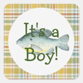 Es ist ein Baby Fishing Babyaufkleber Quadratischer Aufkleber
