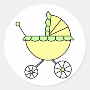 Es ist ein Baby! Gelbgrün-Kinderwagen Runder Aufkleber