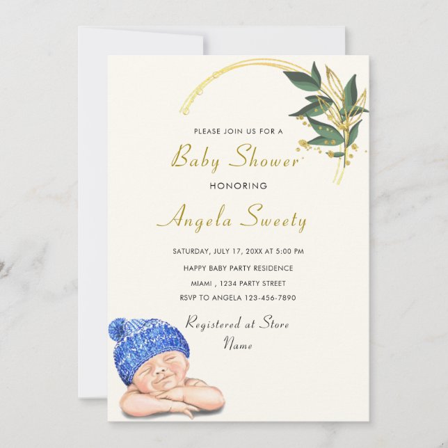 Es ist ein Baby Happy Sleeping Baby Shower Einladu (Vorderseite)