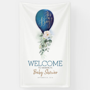 Es ist ein Baby Navy Blue Balloon Baby Dusche Will Banner