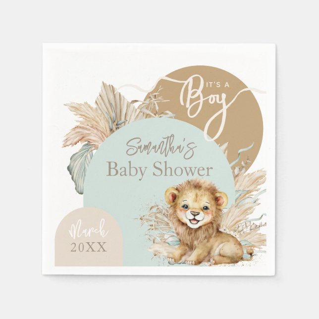Es ist ein Baby Safari Theme Lion Baby Shower Serviette (Vorderseite)