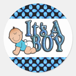 Es ist ein Baby Shiny Blue Text mit Baby Aufkleber