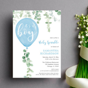 Es ist ein Baby-Sprinkle-Eukalyptus-Ballon Einladung