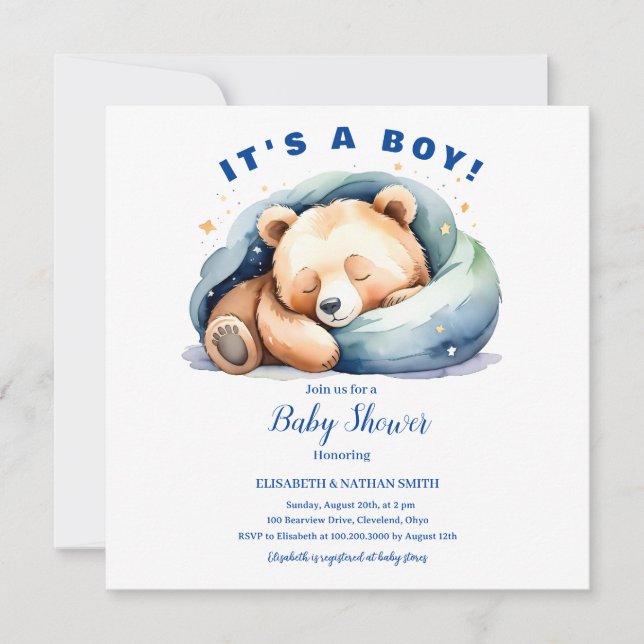 Es ist ein Baby Teddy Bear Baby Shower Ankündigung (Vorderseite)