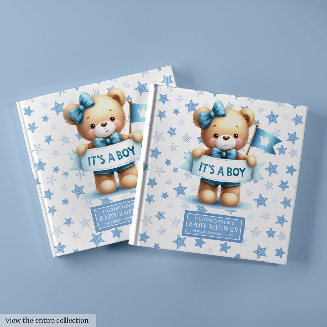 Es ist ein Baby-Teddy-Gästebuch für Babydusche Gästebuch (It’s a boy teddy bear guest book for baby shower)