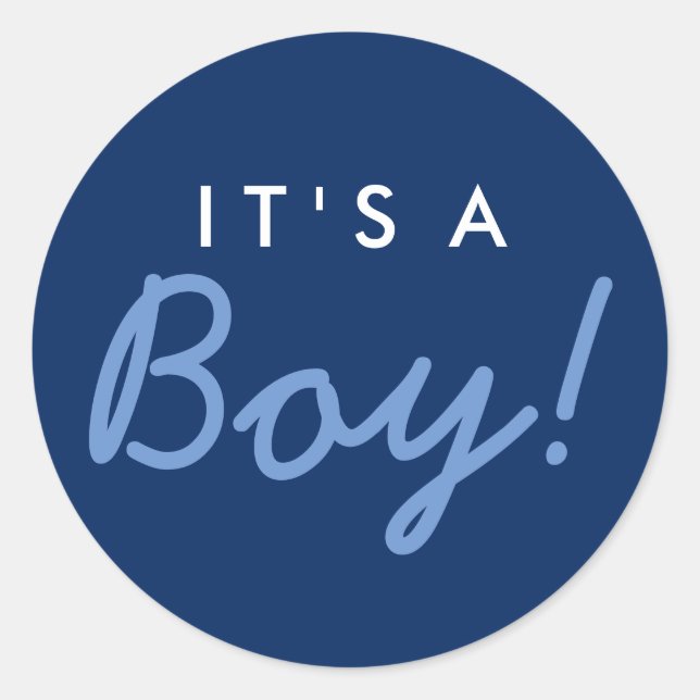 Es ist ein Babyduschenaufkleber - Navy Blue White Runder Aufkleber (Vorderseite)