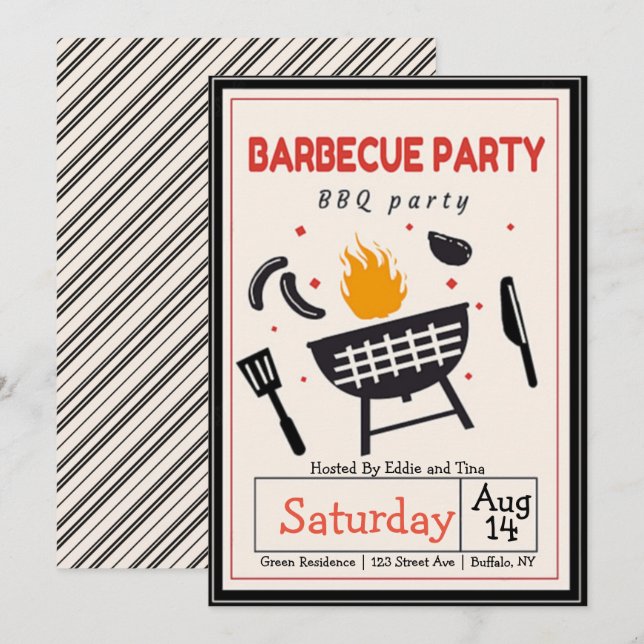 Es ist ein Barbecue-Party Einladung (Vorne/Hinten)