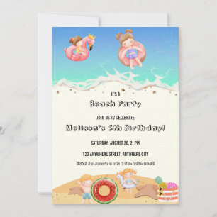 Es ist ein Beach Party Kindergeburtstag Einladung