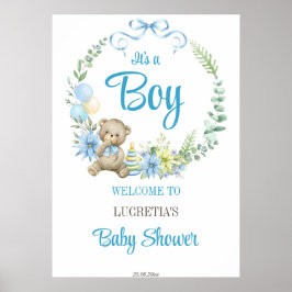 Es ist ein Blumenkranz-Begrüßungsschild Poster
