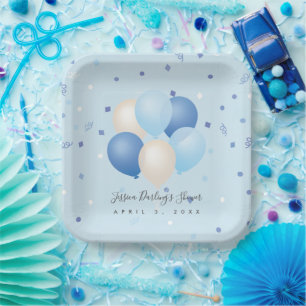Es ist ein Boy Baby Dusche Blue Balloons & Confett Pappteller