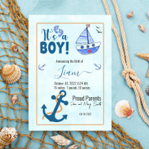 Es ist ein Boy Birth Nautical Sailboat Anchor