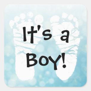 Es ist ein Boy Blue Baby Duschkleber Quadratischer Aufkleber