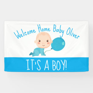 Es ist ein Boy Blue Balloon Welcome Zuhause Banner