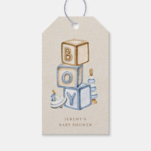 Es ist ein Boy Blue Boho Holzblöcke und Spielzeug Geschenkanhänger
